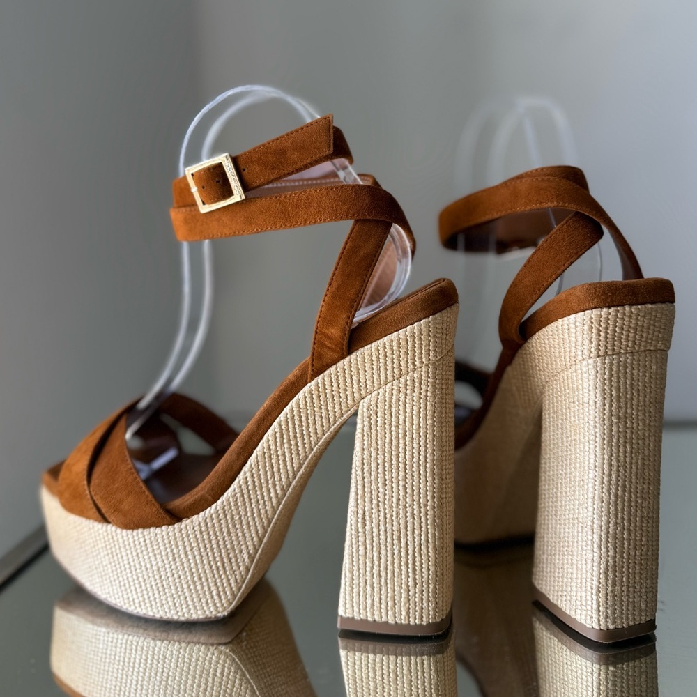 EUC JIMMY CHOO Gaia 140 suede platform sandals $995 38 - Picture 11 of 15